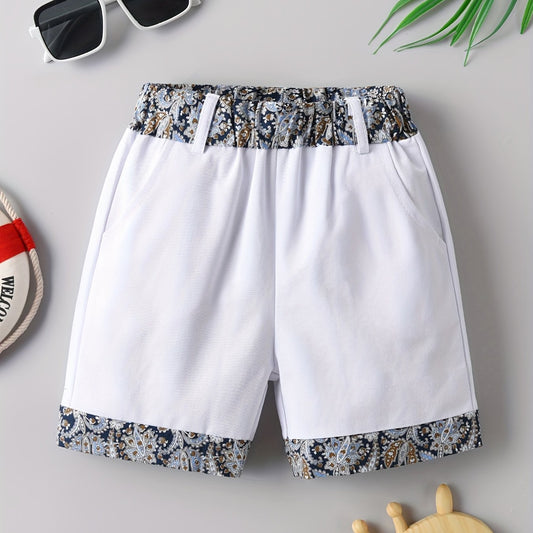 Boys Retro Flower Pattern Shorts Soft Comfortable Breathable For Summer Kids