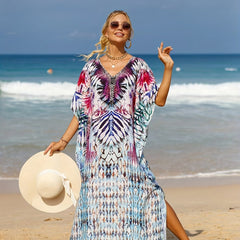 Boho Cover Up Women's Plus Animal Print Bat Sleeve