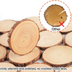 12pcs 3.5-4" Wood Slices Natural Thicken Slab With Bark