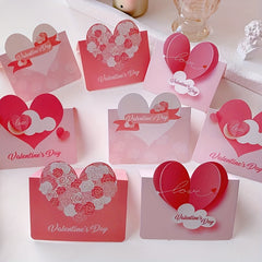 8pcs Heart-shaped Handwritten Greeting Cards Blank Wishes Message Postcards