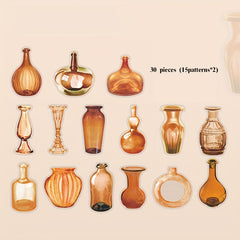 30pcs PET Sticker Vase Special Shaped Journal Decoration Material