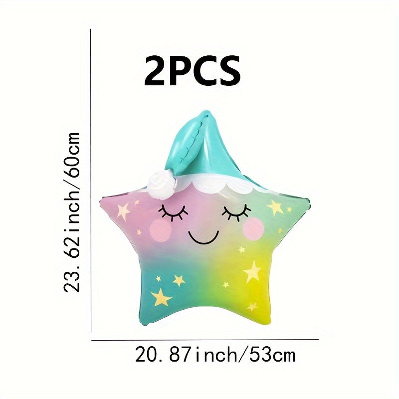 2pcs Sleepy Stars Aluminum Film Balloons Party Decoration Supplies