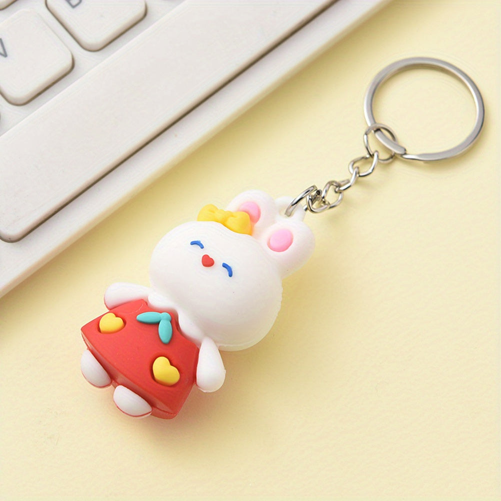 Cartoon Rabbit Keychain Animal Doll Key Ring Purse Bag Backpack Car Charm