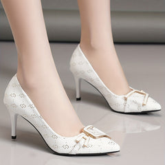 Geometric Pattern Stiletto Heels Point Toe Dress Pumps Women's Heels