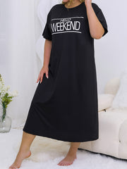 Slogan Print Short Sleeve Nightdress