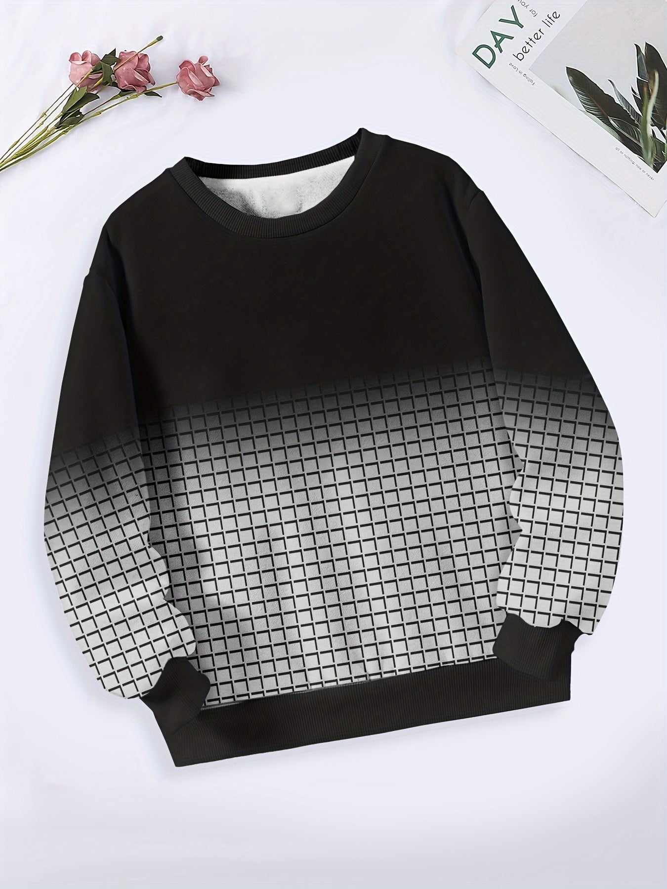 Gradient Long Sleeve Crew Neck Sweatshirt Girls Boys Spring Fall Sports Gift
