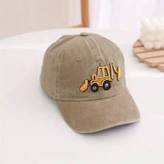 Kids Excavator Embroidered Adjustable Baseball Cap Sun Screen Sport Hat