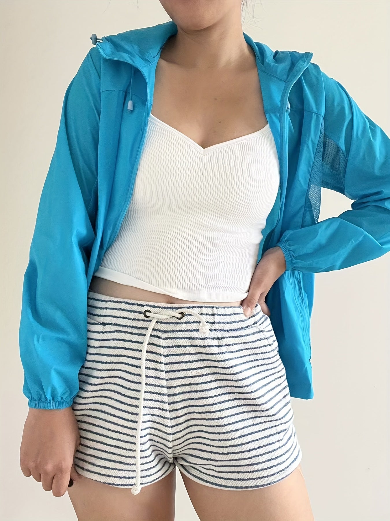 Women's Activewear Solid Sunscreen & Rainproof Jacket for Yoga