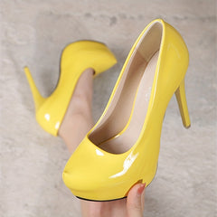 Patent Leather Slip On Platform Stiletto Heel Shoes