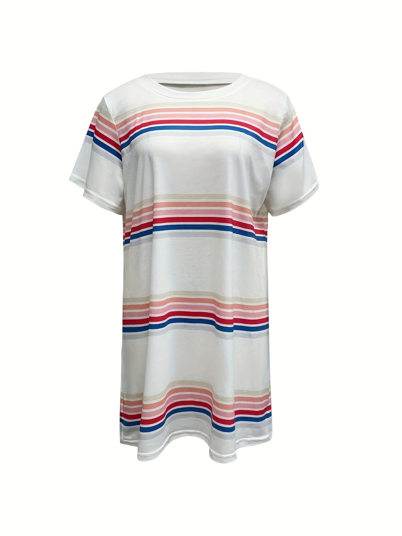 Stripe Print Short Sleeve Tee Dress