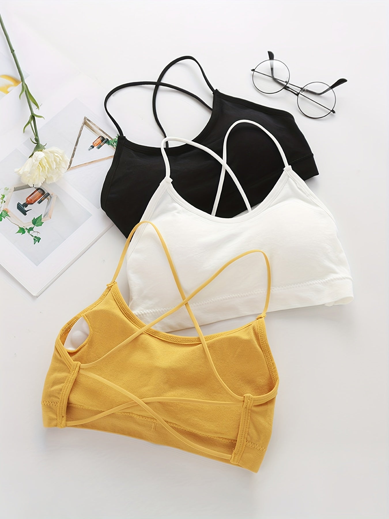 Girls Push Up Cross Straps Vests Backless Crop Tube Tops Halter Lingerie