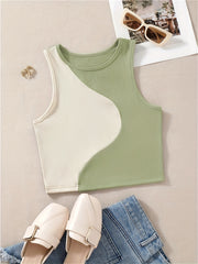 Sleeveless Casual Block Tank Top Summer Women's Clothing