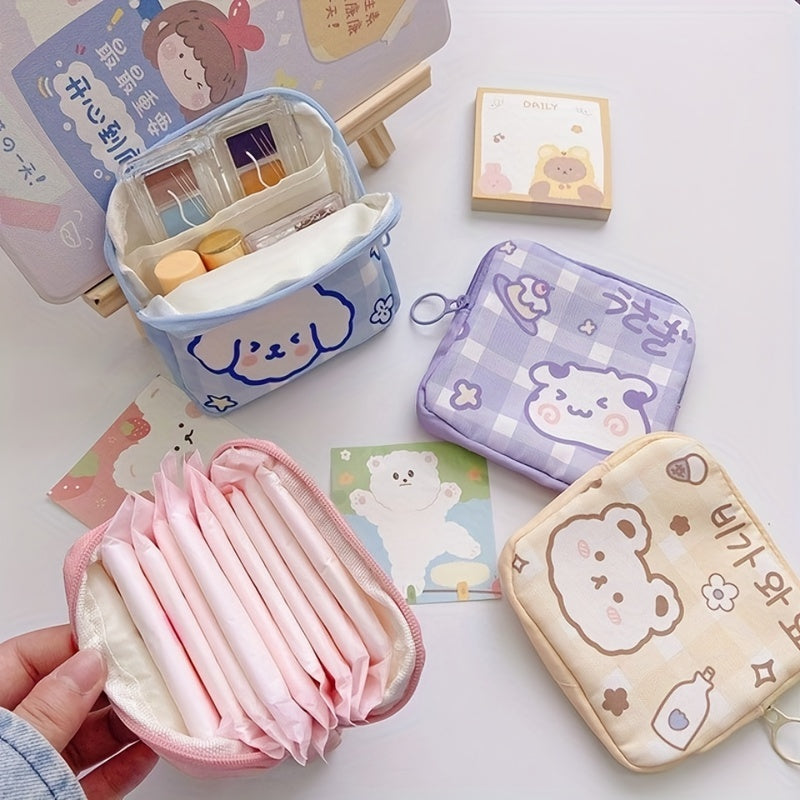 Cartoon Pattern Zipper Storage Bag Portable Sanitary Napkin Bag