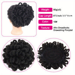Afro High Puff Drawstring Ponytail Extensions Synthetic Faux Locs Hair Bun