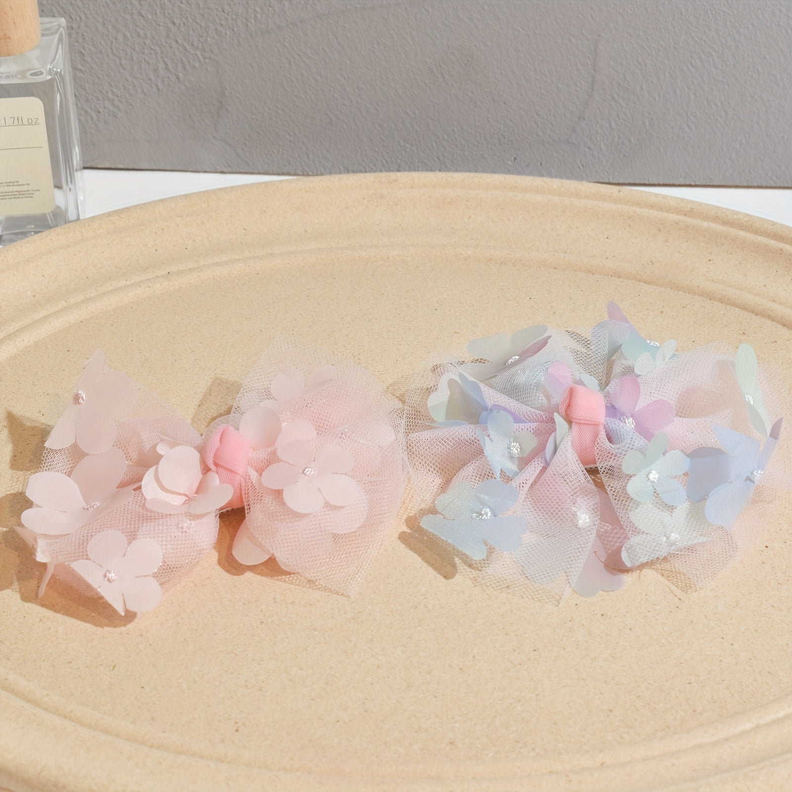 Baby Girls Flowers Mesh Bow Hair Clips Handcraft Headwear