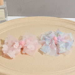 Baby Girls Flowers Mesh Bow Hair Clips Handcraft Headwear
