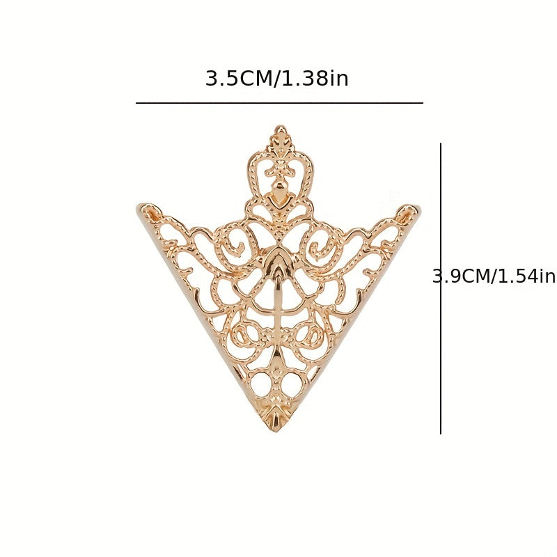 Antique Bronze Retro Palace Collar Pin Hollow Pattern Triangle Collar Buckle