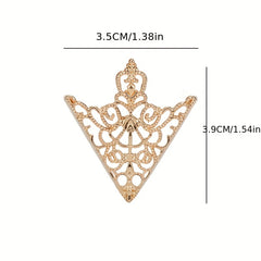 Antique Bronze Retro Palace Collar Pin Hollow Pattern Triangle Collar Buckle