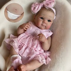 Adorable Bettie Doll Soft Full Body Waterproof Painted Pink Dress Butterfly Knot