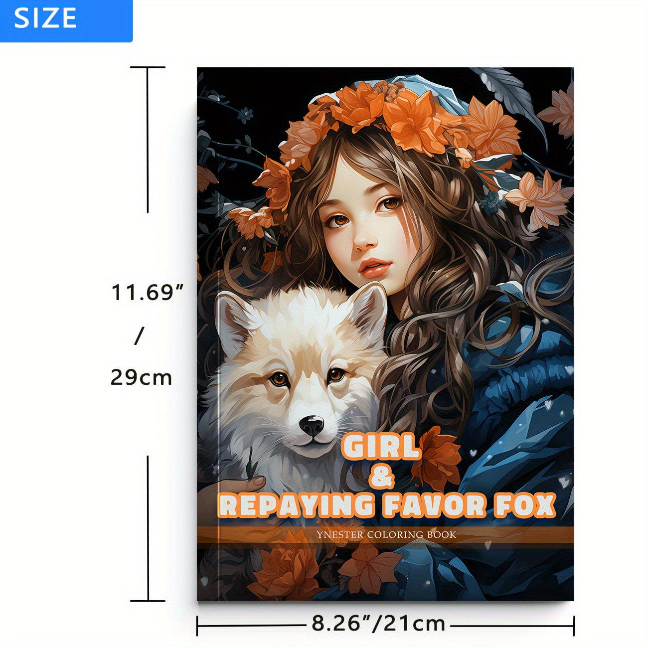 Girl Fox Meet Coloring Book 20 Pages Adult Size Paper Festivals Birthdays