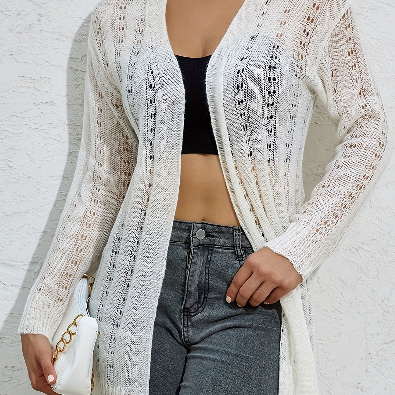 Casual Long Sleeve Open Front Cardigan
