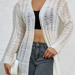 Casual Long Sleeve Open Front Cardigan
