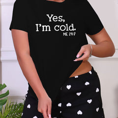 Casual Short Sleeve Crew Neck Women's Sleepwear