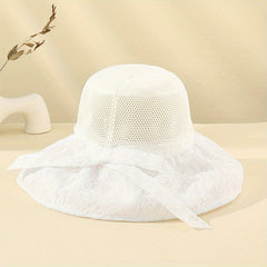 Mesh Hollow Lace Sun Hat Wide Brim Casual Beach Travel Bucket Hat