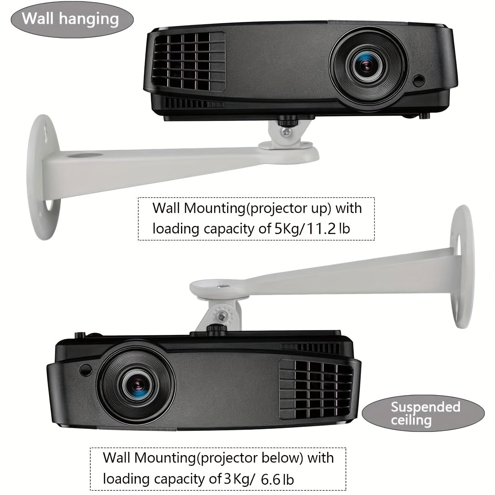 Metal Mini Projector Holder Wall Mounted Bracket, Load 4.99 KG