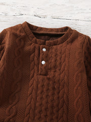 Baby Boys Long Sleeve Waffle Pullover Top Pants Set Casual Cotton Clothes