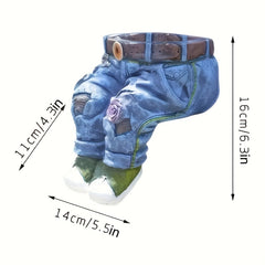 Funny Denim Pants Flower Pot Resin Decoration Crafts Retro Garden Decor