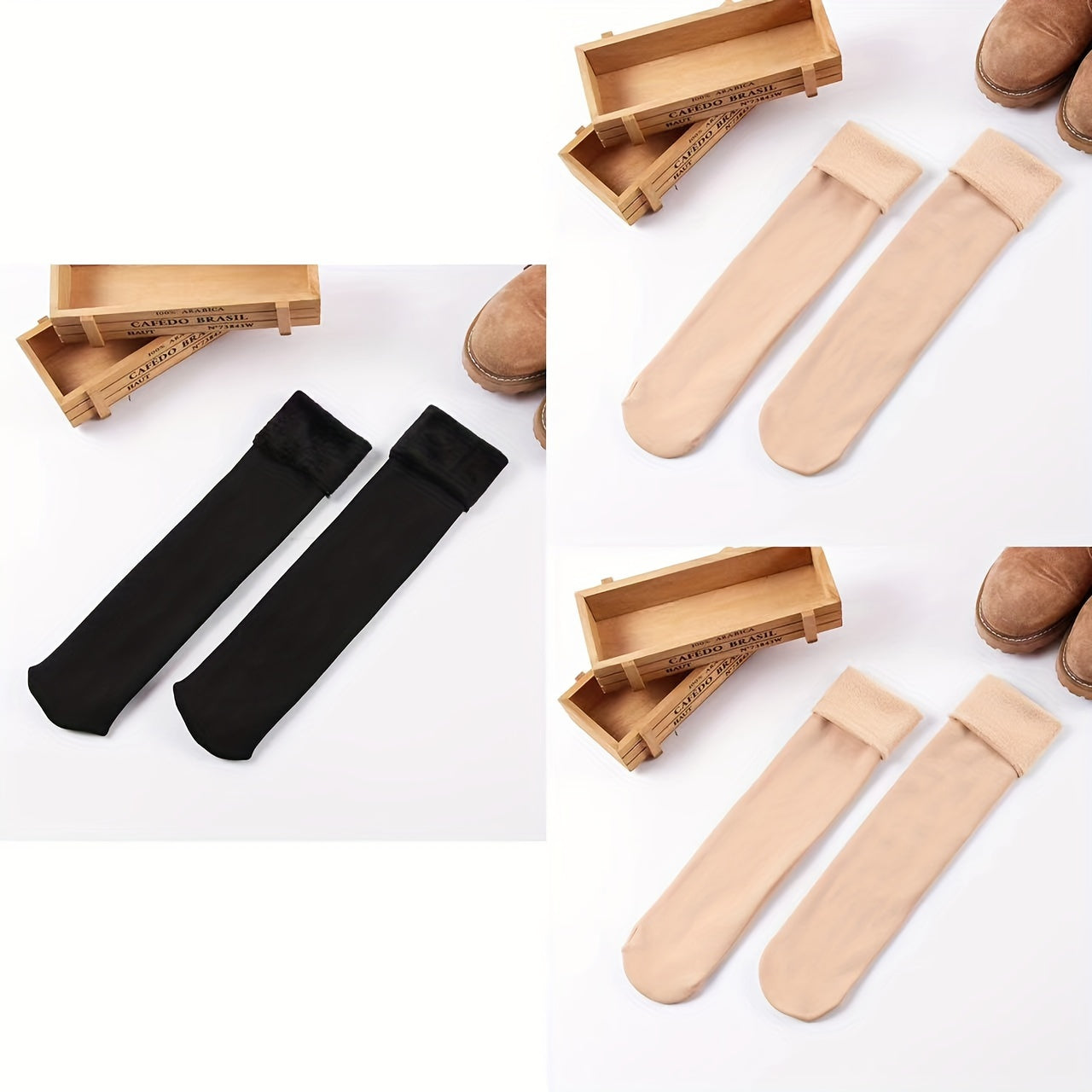 3 Pairs Warm Knee High Socks Plush Lined Calf Socks, Women's Stockings