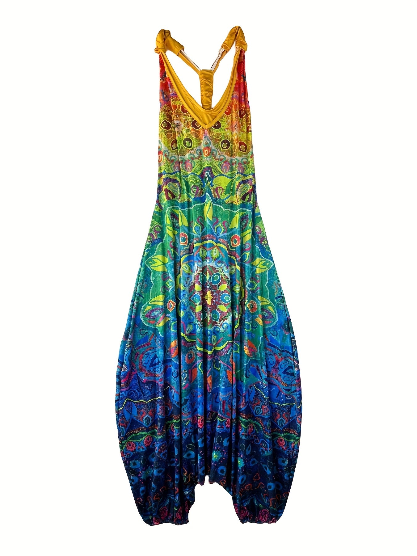 Graphic Print V Neck Jumpsuit