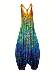 Graphic Print V Neck Jumpsuit