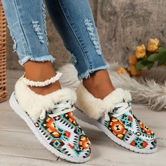 Women's Geometric Snow Shoes Warm & Lightweight Outdoor Low Top