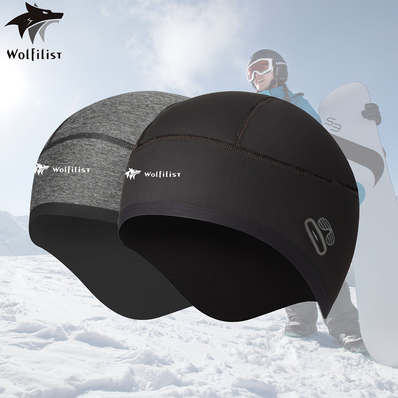 Skull Cap Sweat Wicking Helmet Liner with Ear Covers for Riding Cycling Running