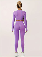 Yoga Set Long Sleeve Crop Top & Leggings Women's Activewear