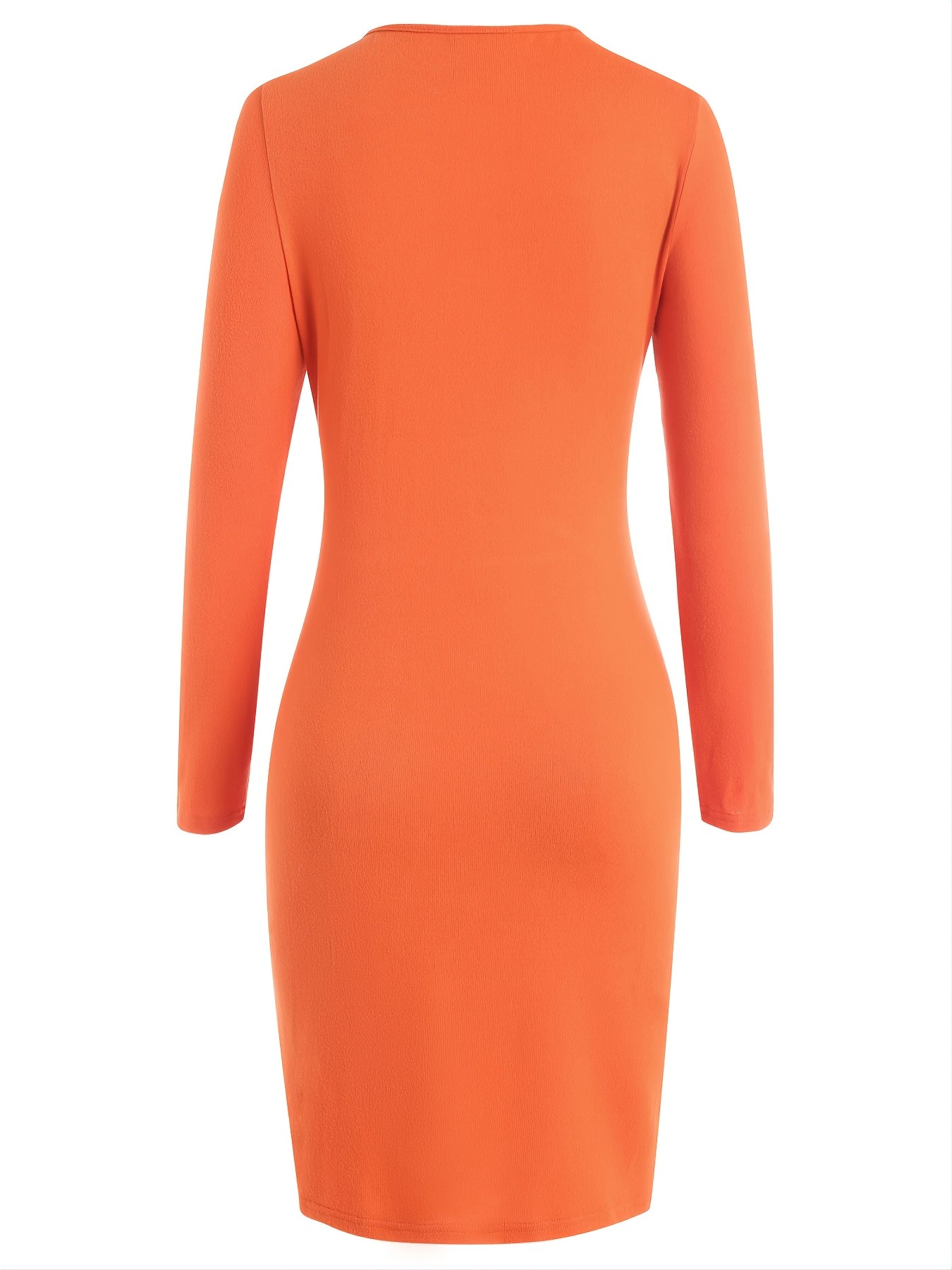 Y2K Knot Front Cut Out V Neck Long Sleeve Bodycon Dress