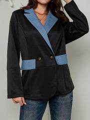 Colorblock Long Sleeve Button Up Blazer