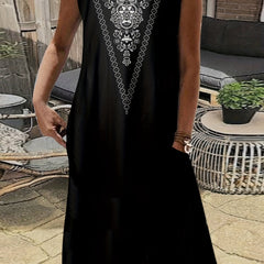 Boho Dress Women's Plus Floral Print V Neck Tank Dress