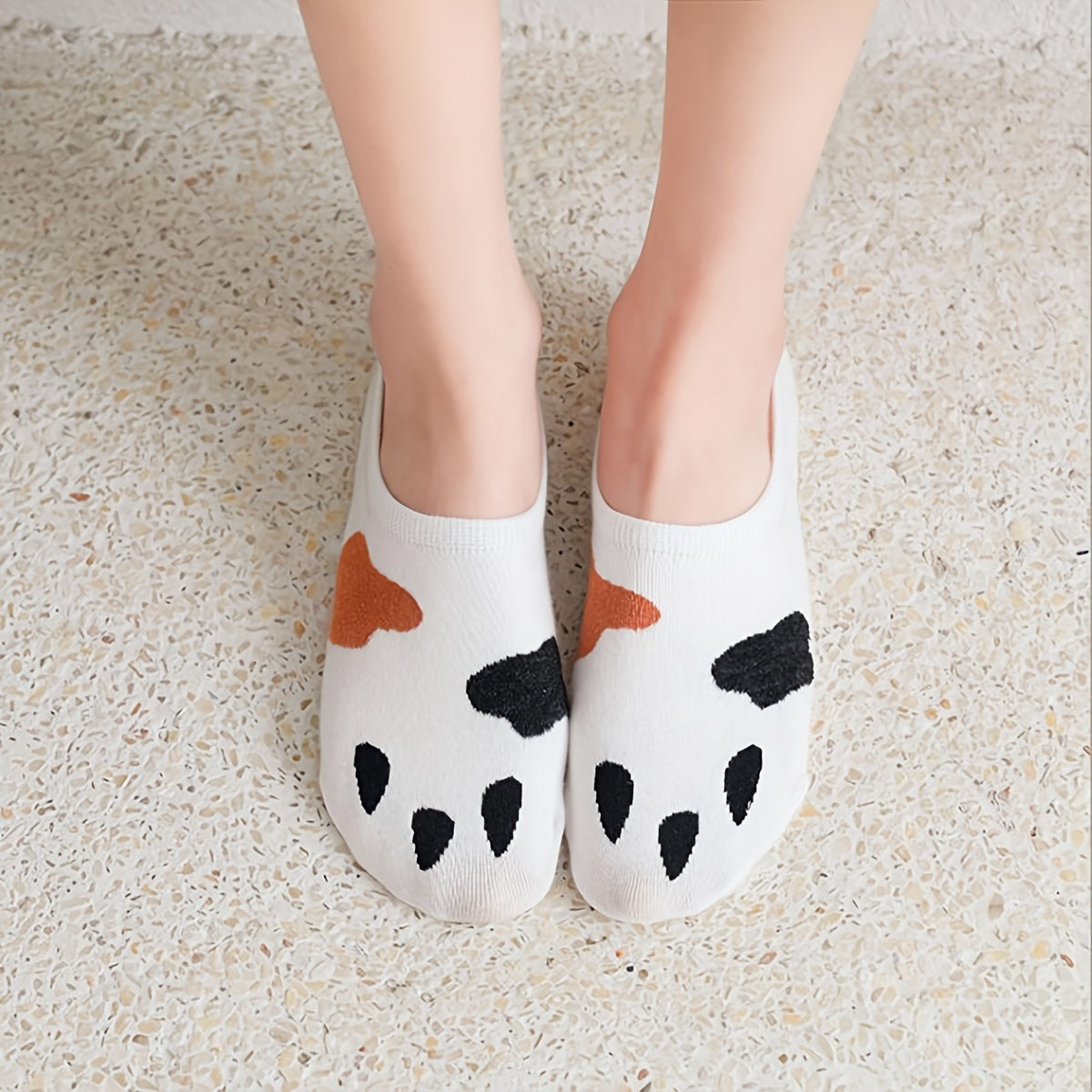 5 Pairs Women's Non Slip Cat Claw Ankle Socks Low Cut Cotton Stockings