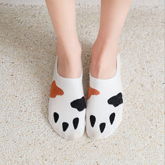 5 Pairs Women's Non Slip Cat Claw Ankle Socks Low Cut Cotton Stockings