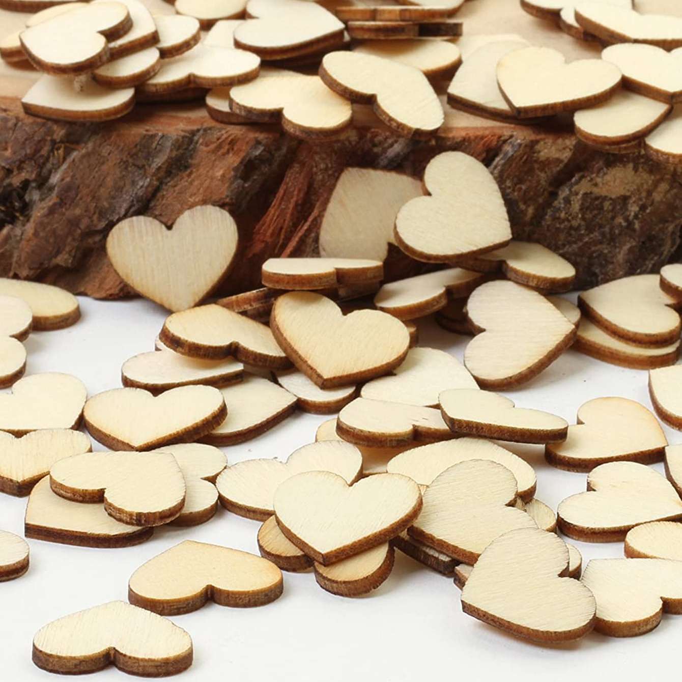 100pcs Wooden Peach Heart Shaped Desktop Decoration Wedding Art Craft