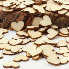 100pcs Wooden Peach Heart Shaped Desktop Decoration Wedding Art Craft