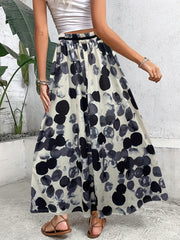 Polka Dot Print Elastic Waist Skirt Casual Skirt Spring Summer
