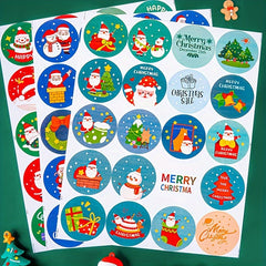 Christmas Sticker Striped Large Sheet Holiday Gift Cartoon Label 3sheets pack