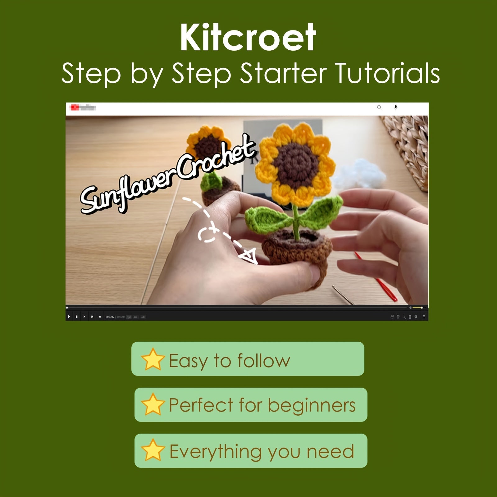 Crochet Kit For Beginners Sunflower Potted Plants Set