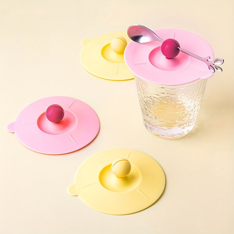 Multicolor Round Silicone Cup Lids Reusable Cover for Cold Coffee
