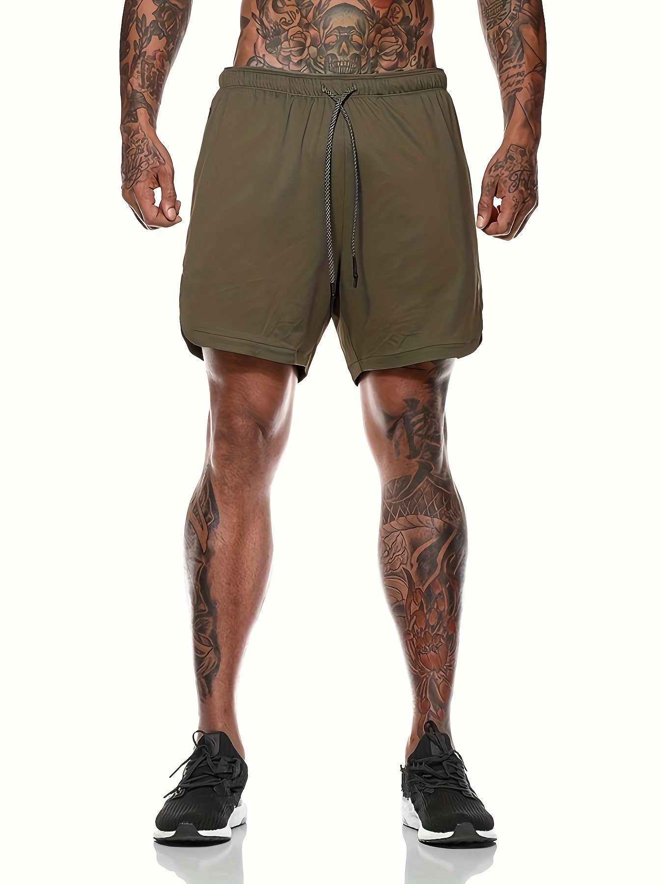Men's Breathable Solid Shorts With Pockets Drawstring Elastic Waist