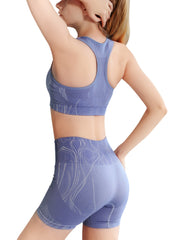 2pcs Seamless Workout Set: Sports Bra & High Waist Shorts